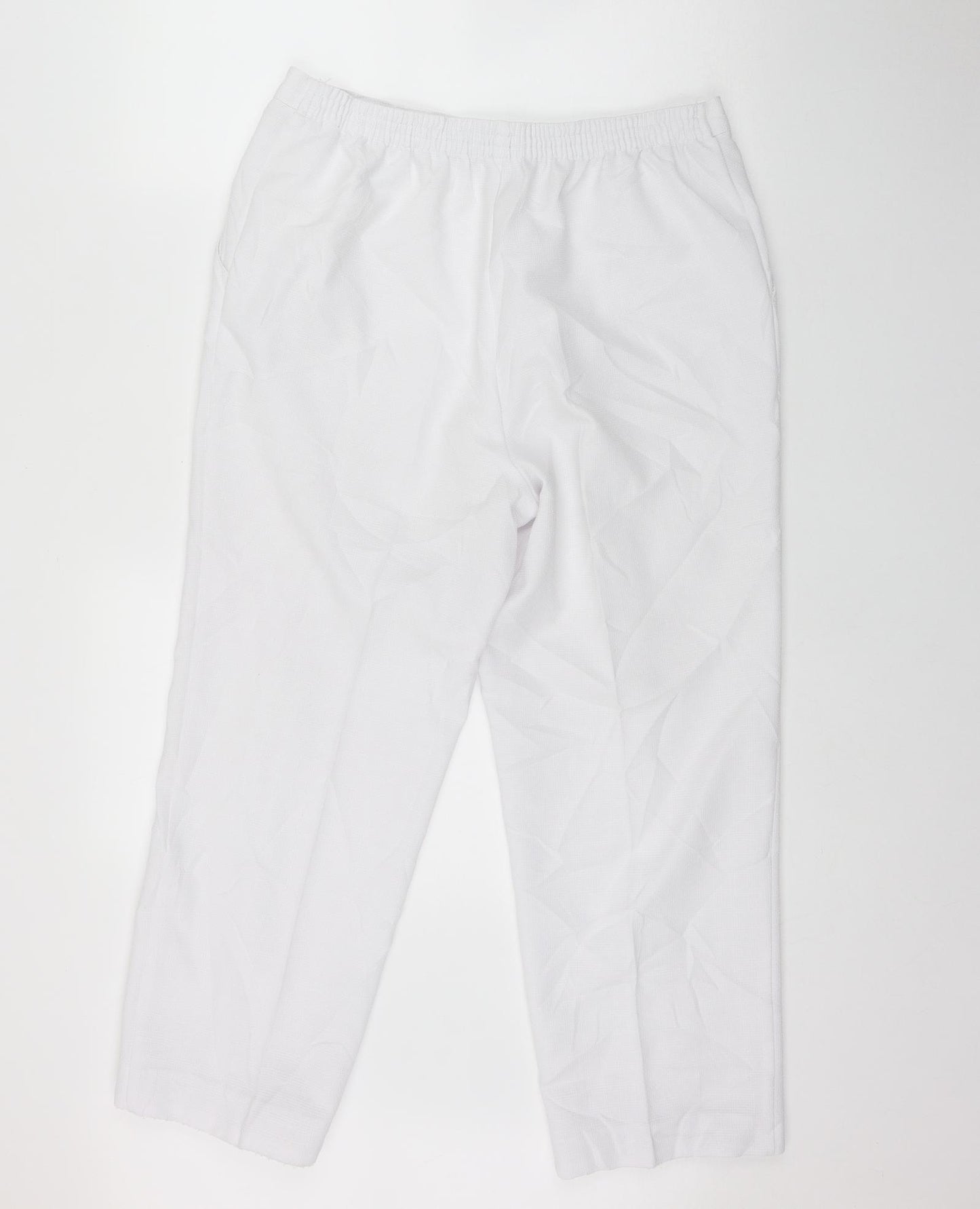 Marks and Spencer Womens White  Polyester Trousers  Size 14 L25 in Regular