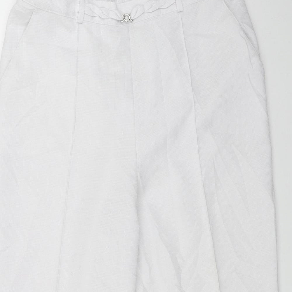 Marks and Spencer Womens White  Polyester Trousers  Size 14 L25 in Regular