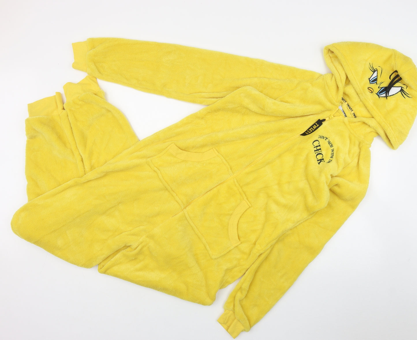 Looney Toons Womens Yellow Solid Polyester Top One Piece Size S  Zip