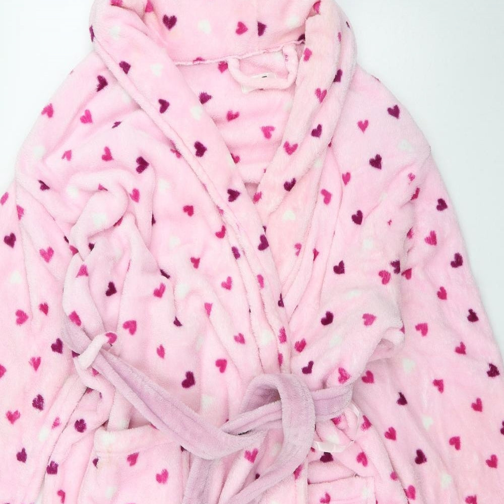 F&F Womens Pink Polka Dot Polyester Top Robe Size L  Tie