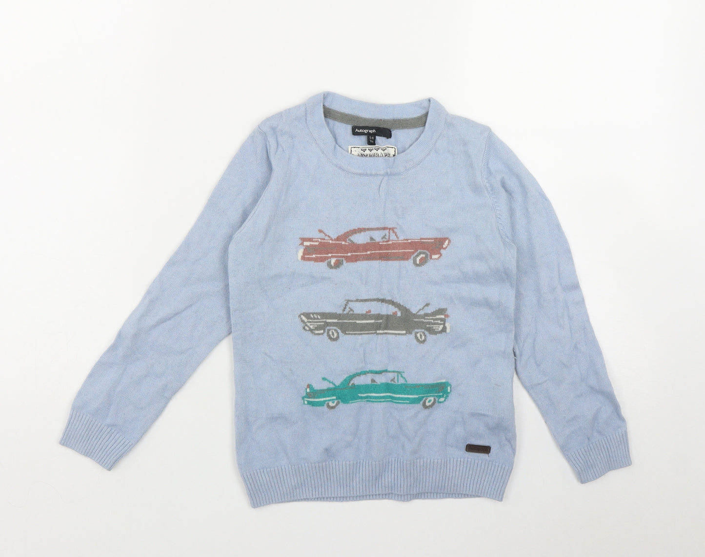 Autograph Boys Blue Round Neck  Viscose Pullover Jumper Size 5-6 Years