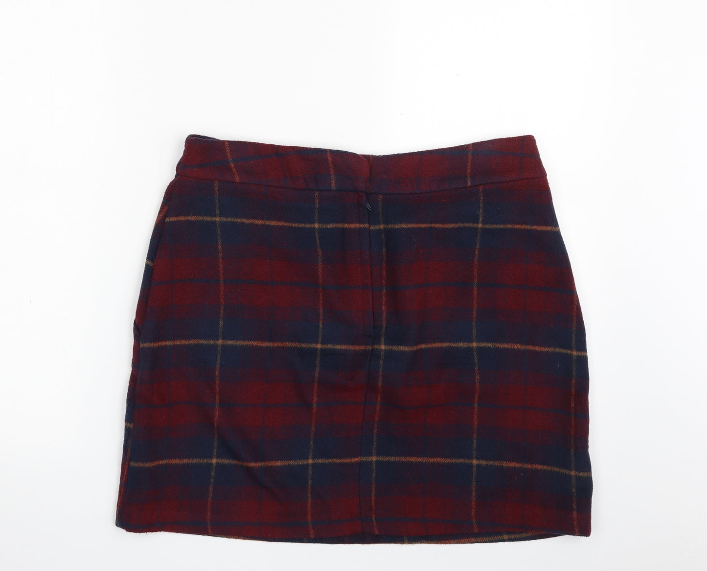 Peacocks Womens Red Plaid Polyester A-Line Skirt Size 12   Zip