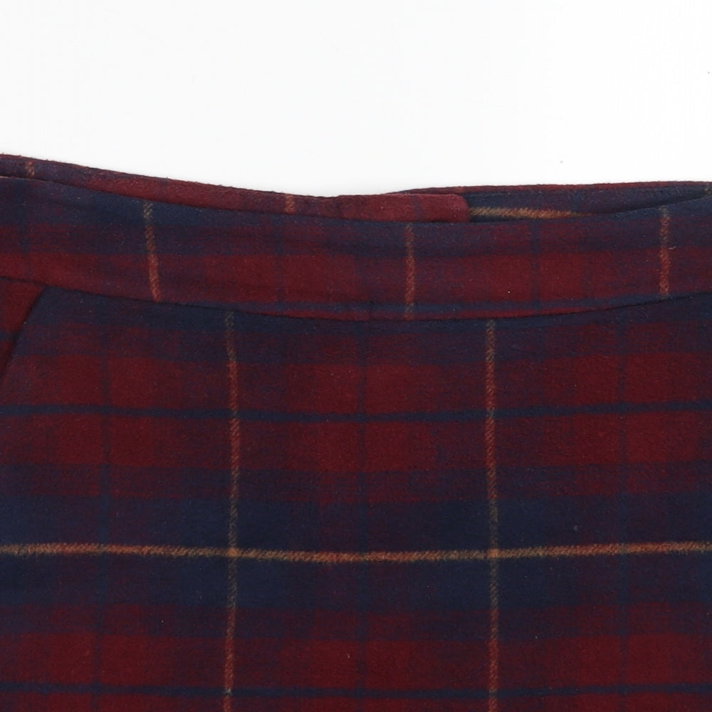 Peacocks Womens Red Plaid Polyester A-Line Skirt Size 12   Zip