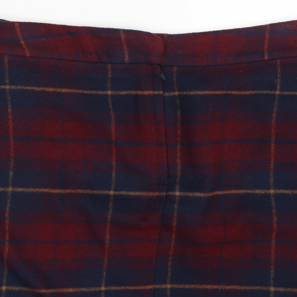Peacocks Womens Red Plaid Polyester A-Line Skirt Size 12   Zip