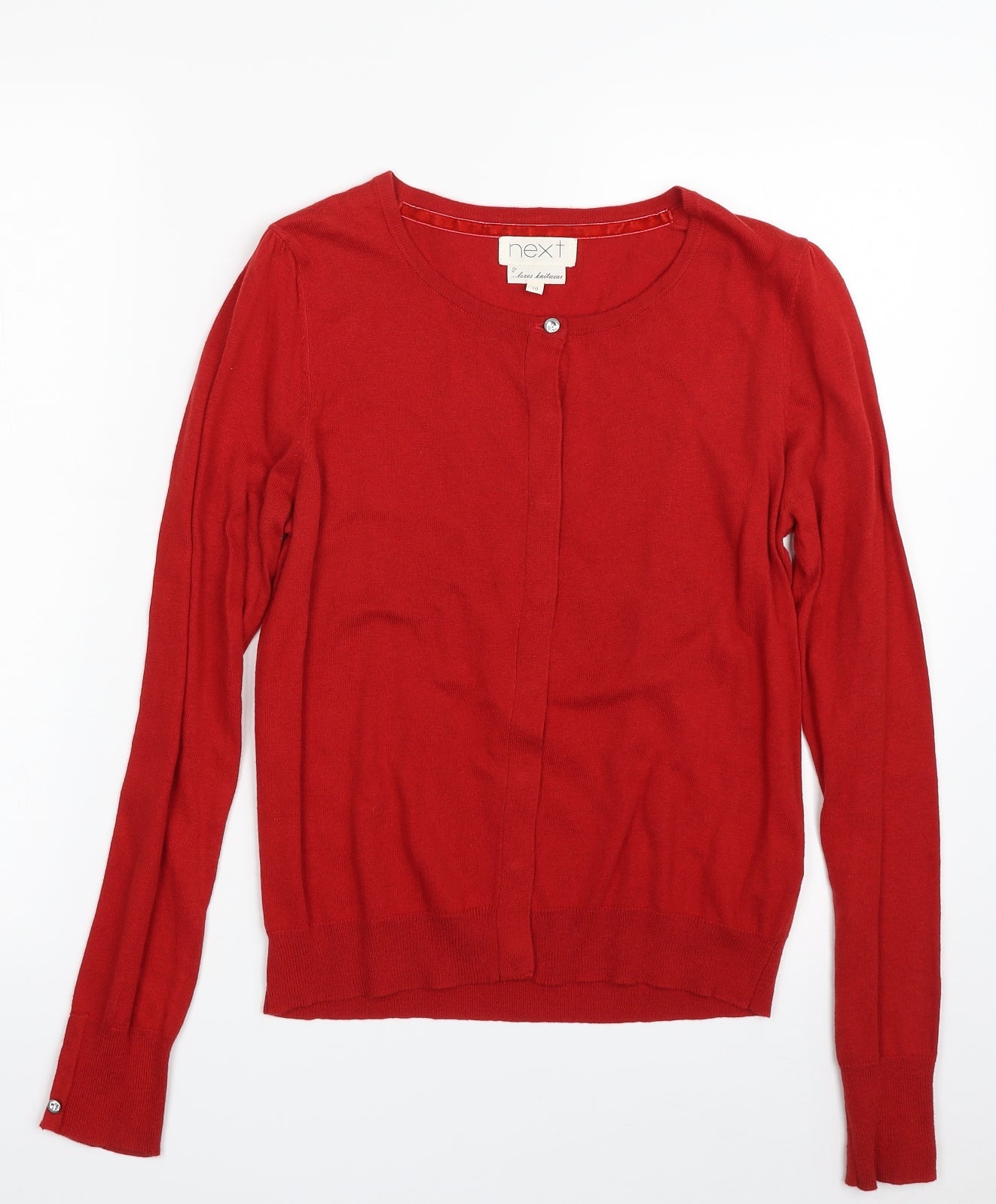 NEXT Womens Red Scoop Neck  Cotton Cardigan Jumper Size 10