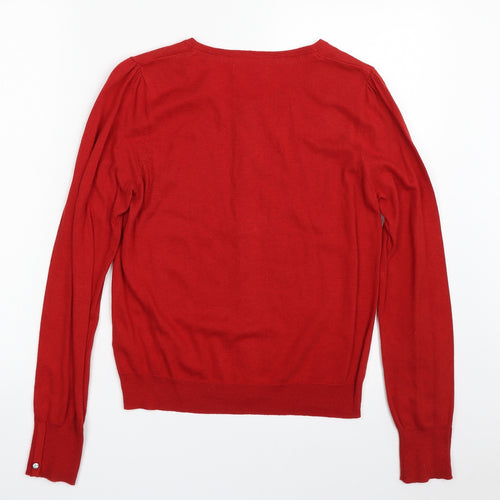 NEXT Womens Red Scoop Neck  Cotton Cardigan Jumper Size 10
