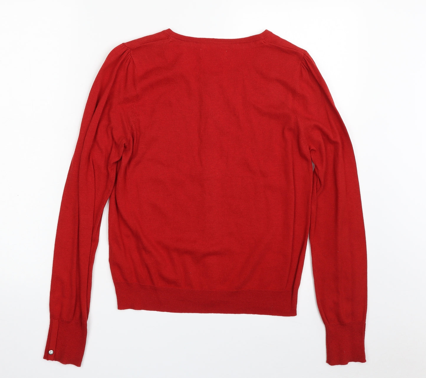 NEXT Womens Red Scoop Neck  Cotton Cardigan Jumper Size 10