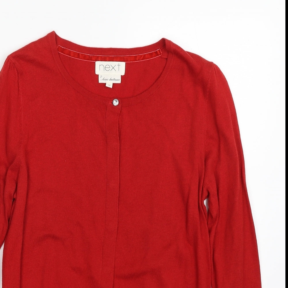 NEXT Womens Red Scoop Neck  Cotton Cardigan Jumper Size 10
