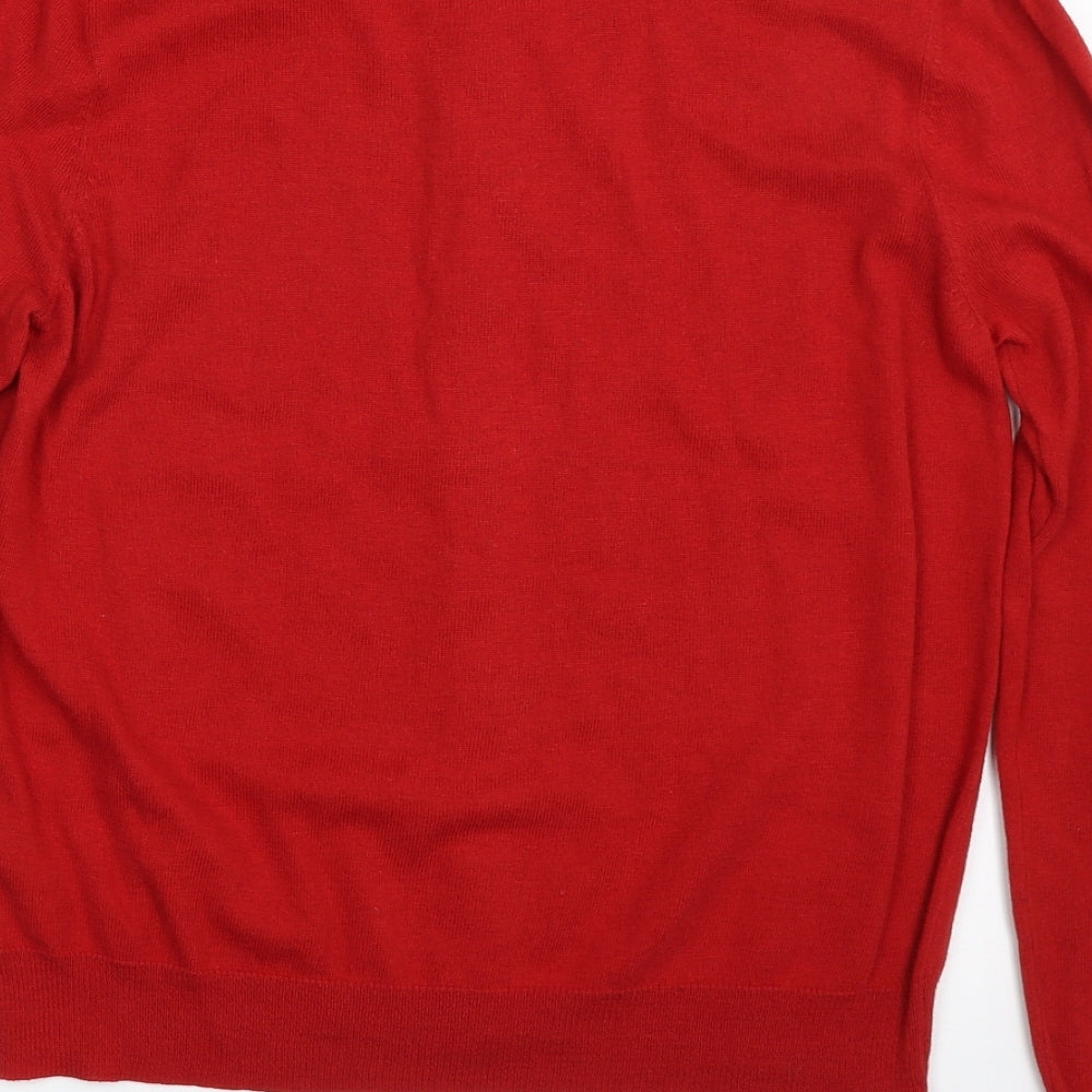 NEXT Womens Red Scoop Neck  Cotton Cardigan Jumper Size 10