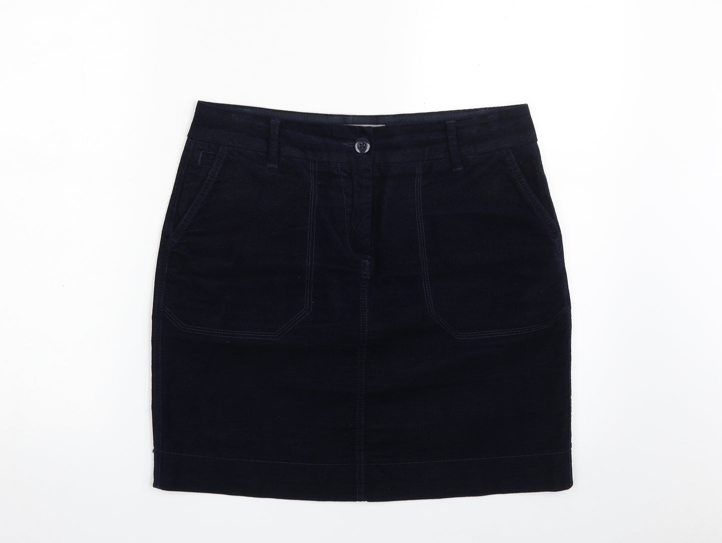 Marks and Spencer Womens Blue  Cotton A-Line Skirt Size 10   Zip