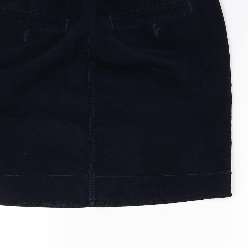 Marks and Spencer Womens Blue  Cotton A-Line Skirt Size 10   Zip