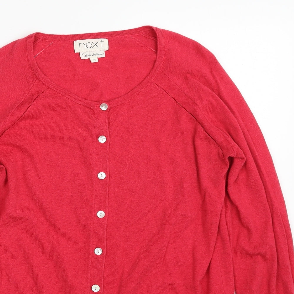 NEXT Womens Pink Scoop Neck  Cotton Cardigan Jumper Size 10
