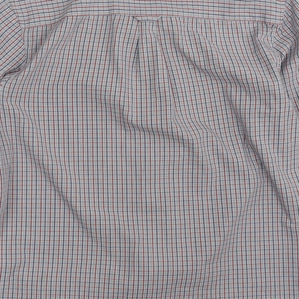 Maine Mens Grey Check Cotton  Button-Up Size M Collared Button - Tailored Fit