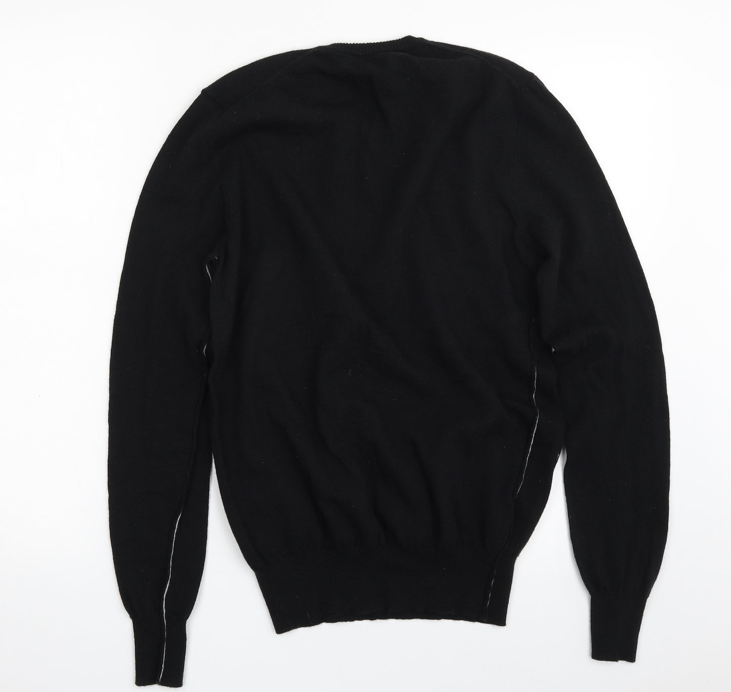 Calvin Klein Mens Black V-Neck  Wool Pullover Jumper Size M