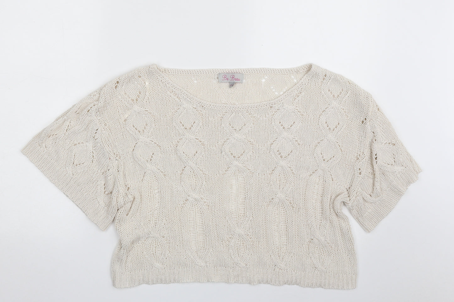 Matalan Womens White Boat Neck Argyle/Diamond Acrylic Pullover Jumper Size 10