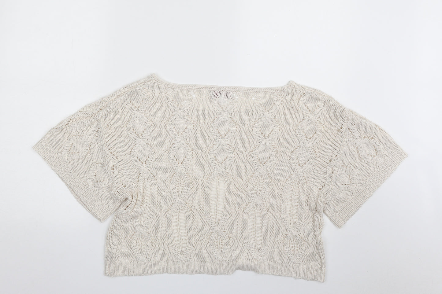 Matalan Womens White Boat Neck Argyle/Diamond Acrylic Pullover Jumper Size 10