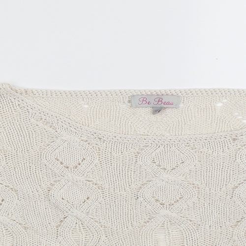 Matalan Womens White Boat Neck Argyle/Diamond Acrylic Pullover Jumper Size 10