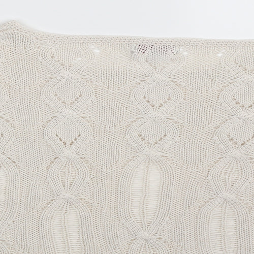 Matalan Womens White Boat Neck Argyle/Diamond Acrylic Pullover Jumper Size 10