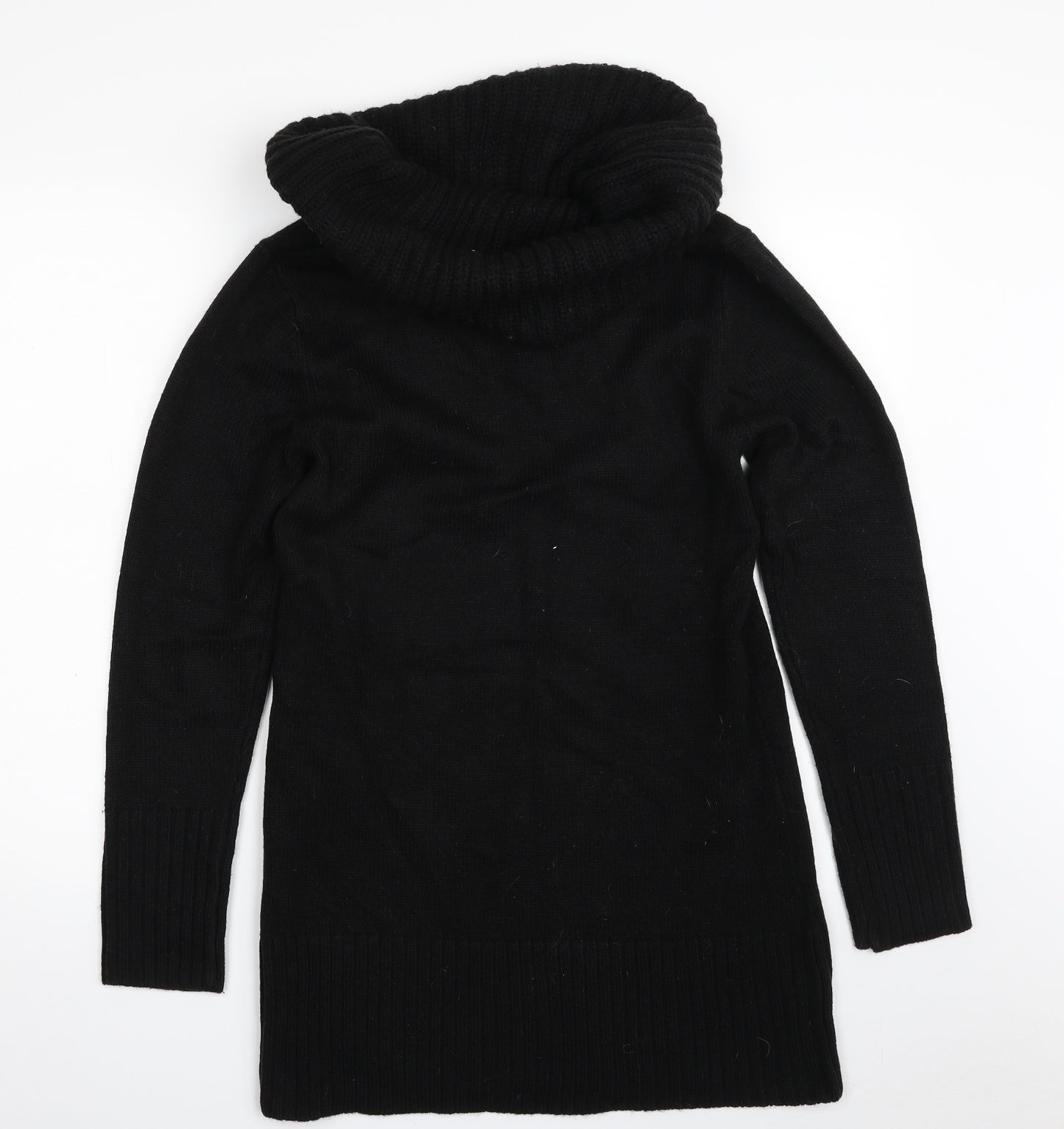 H&M Womens Black Roll Neck  Acrylic Tunic Jumper Size M