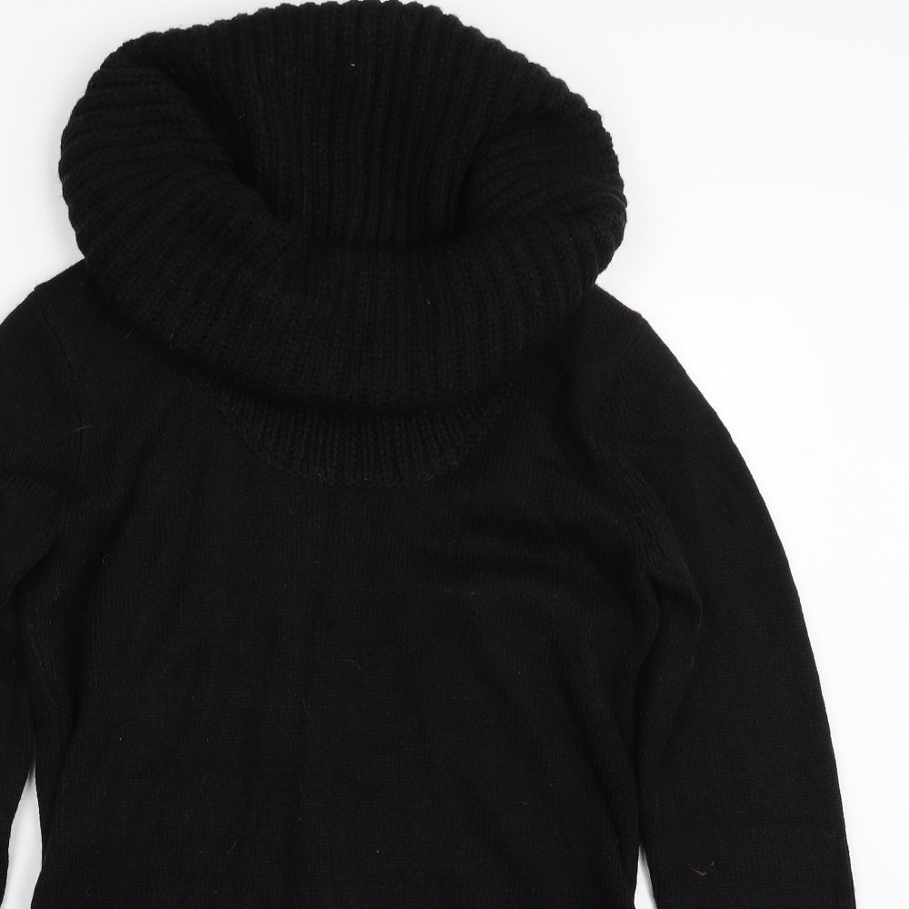 H&M Womens Black Roll Neck  Acrylic Tunic Jumper Size M