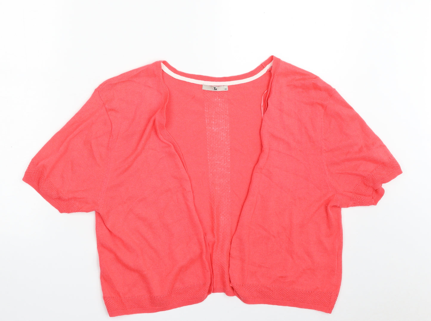 TU Womens Pink V-Neck  Cotton Cardigan Jumper Size 20