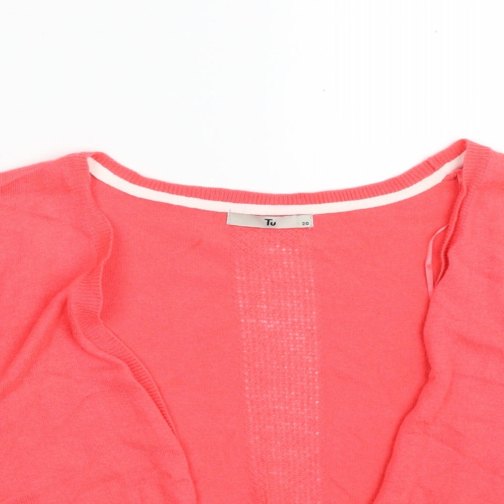 TU Womens Pink V-Neck  Cotton Cardigan Jumper Size 20