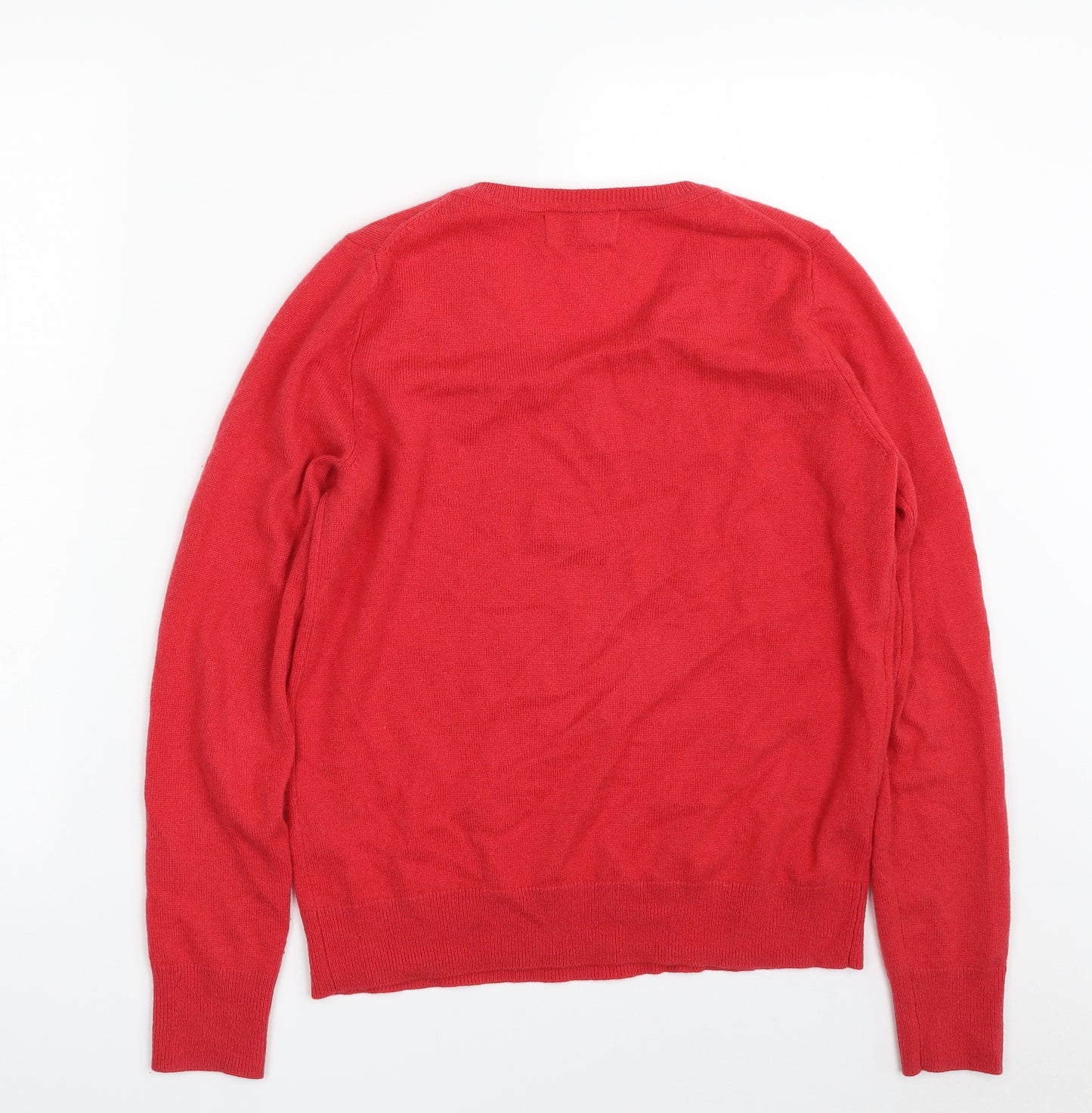 TU Womens Red V-Neck  Cashmere Pullover Jumper Size 8