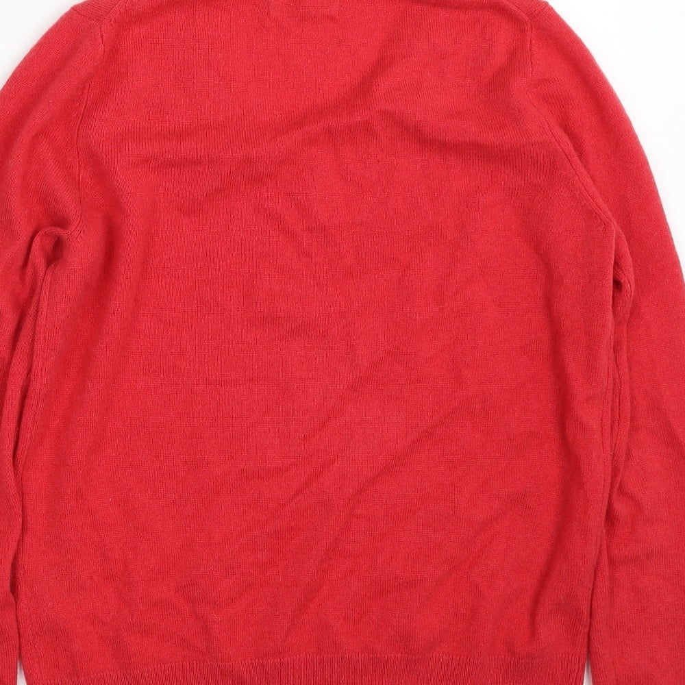 TU Womens Red V-Neck  Cashmere Pullover Jumper Size 8