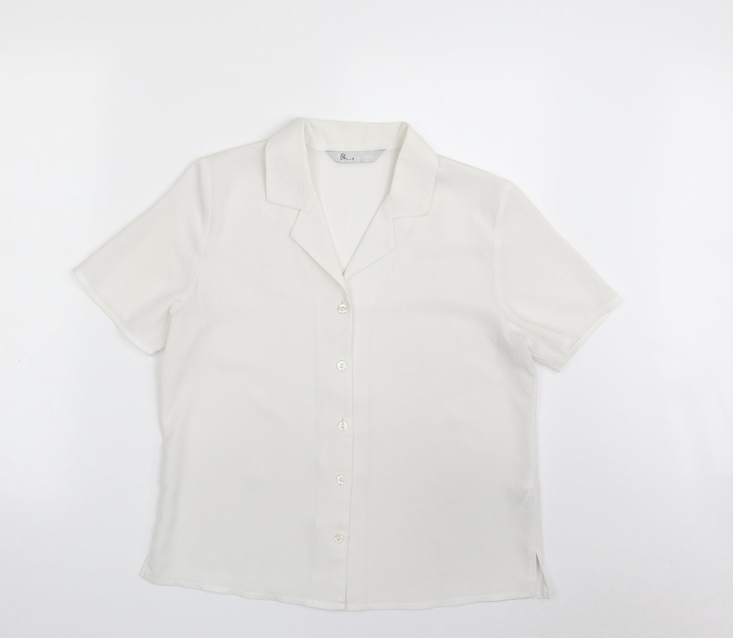 BHS Womens White  Polyester Basic Button-Up Size 10 Collared