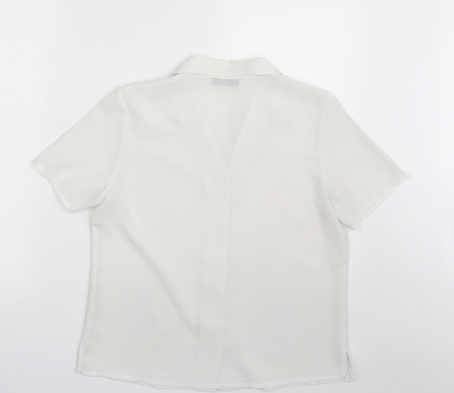 BHS Womens White  Polyester Basic Button-Up Size 10 Collared