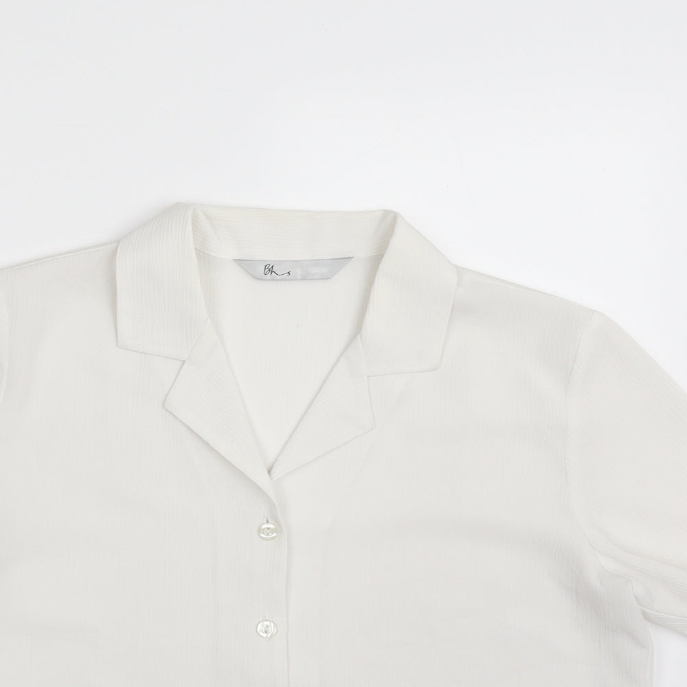 BHS Womens White  Polyester Basic Button-Up Size 10 Collared