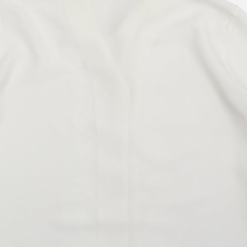 Dorothy Perkins Womens White Floral Polyester Basic Button-Up Size 12 Collared