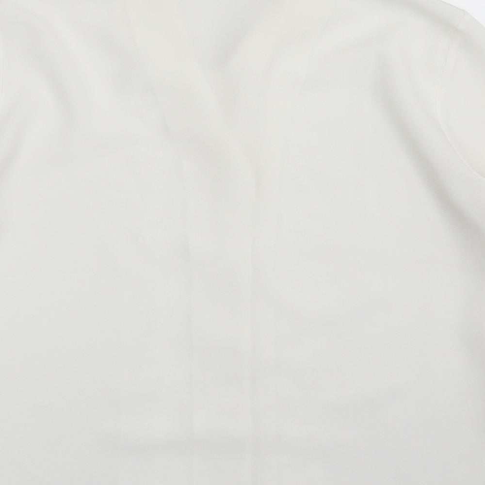 Dorothy Perkins Womens White Floral Polyester Basic Button-Up Size 12 Collared
