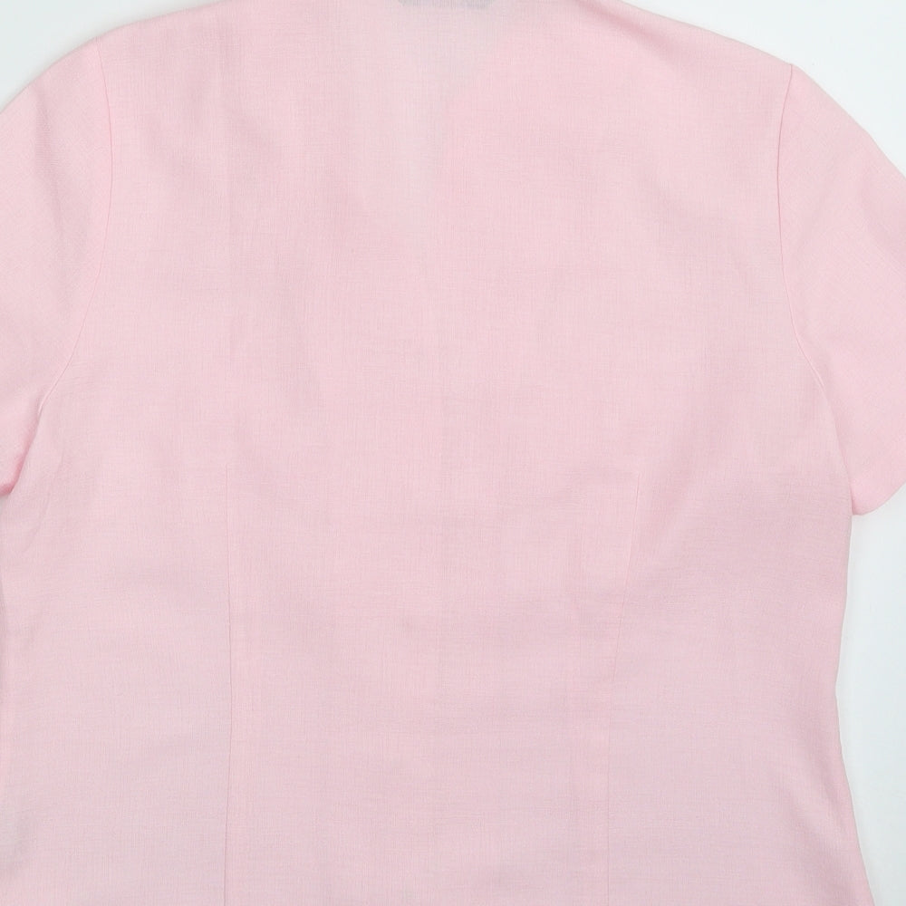 Bonmarché Womens Pink  Polyester Basic Button-Up Size 12 Collared - FLOWER