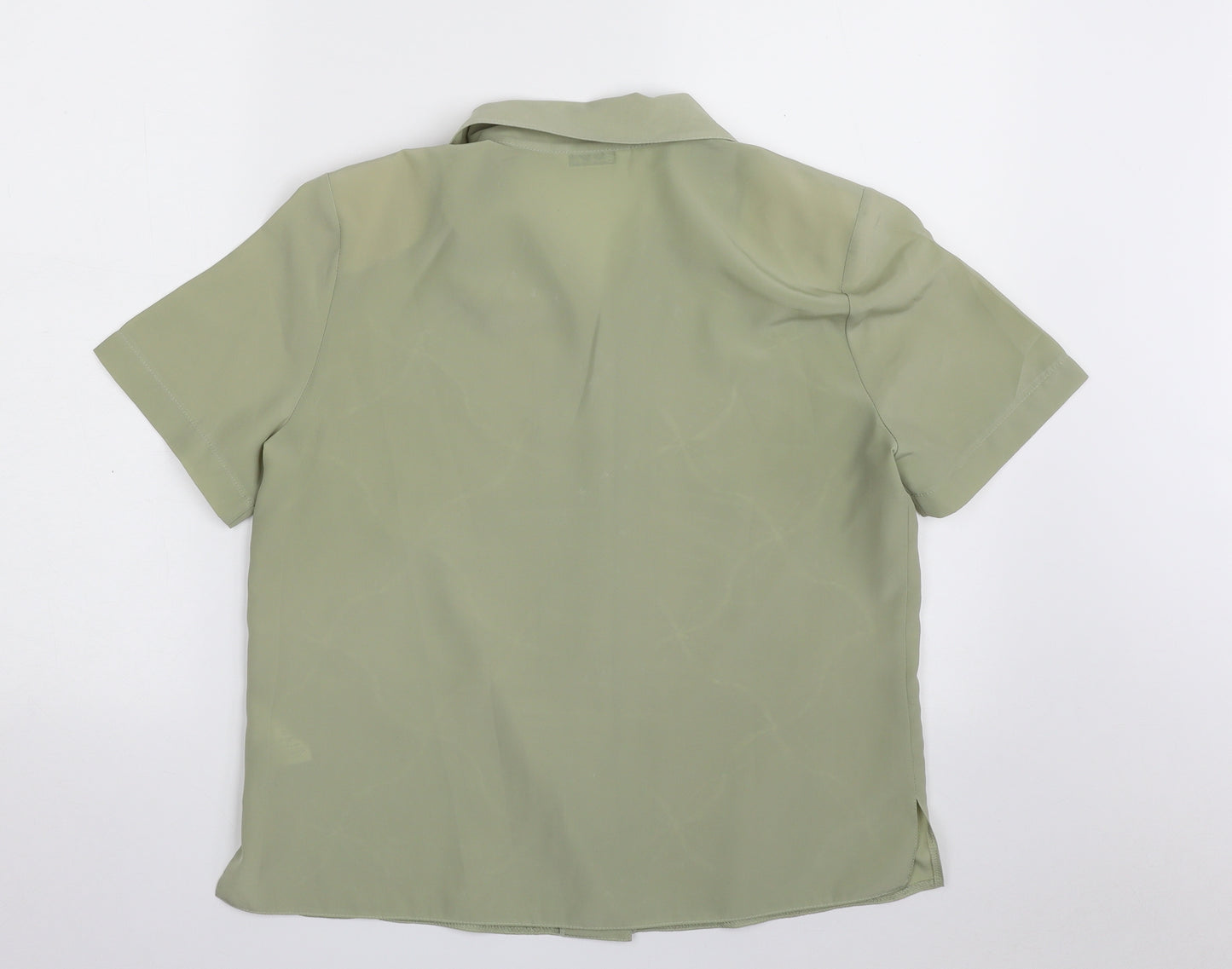 Berkertex Womens Green  Polyester Basic Button-Up Size 12 Collared - FLOWER