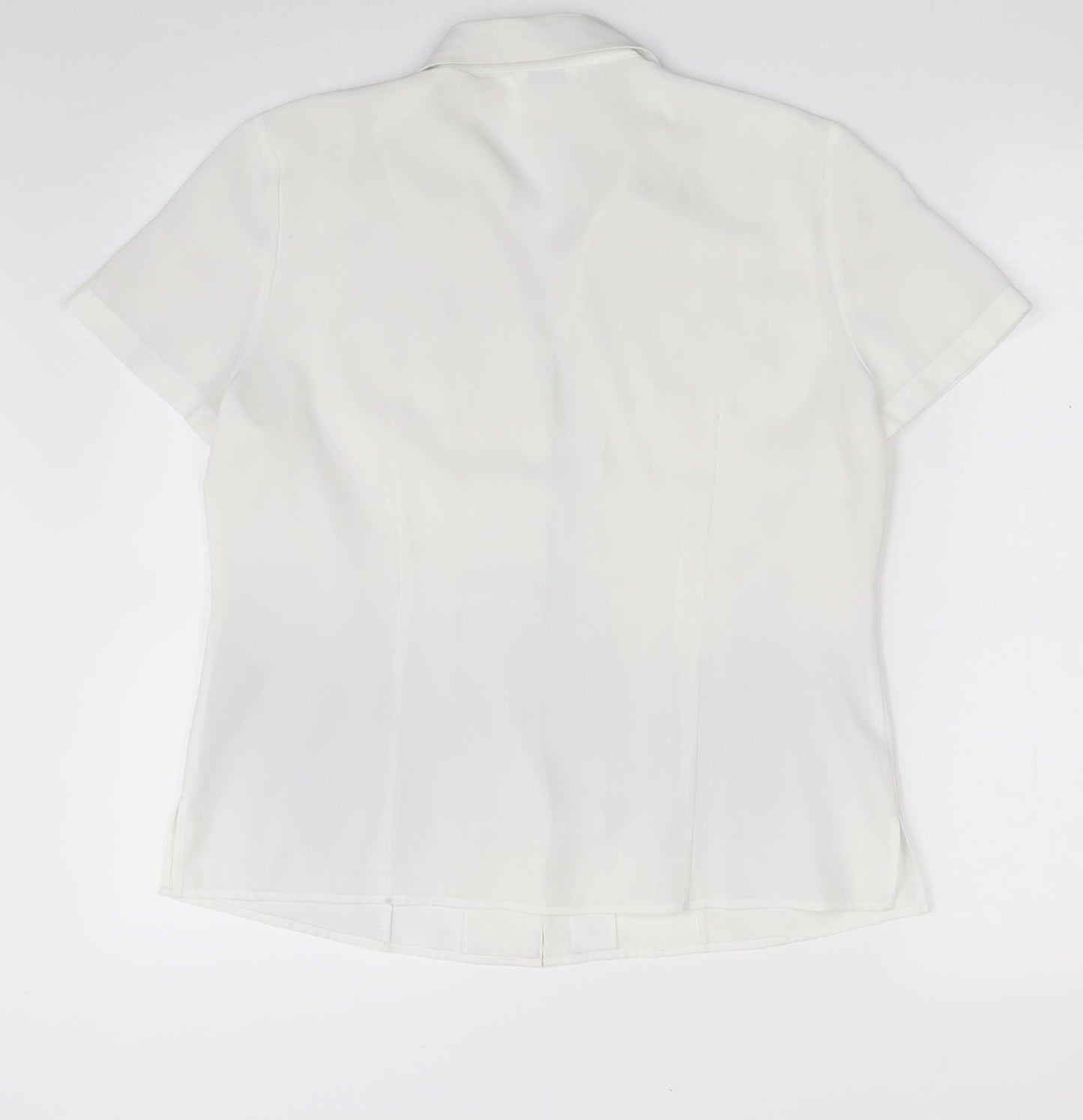 Berkertex Womens White  Polyester Basic Button-Up Size 12 Collared