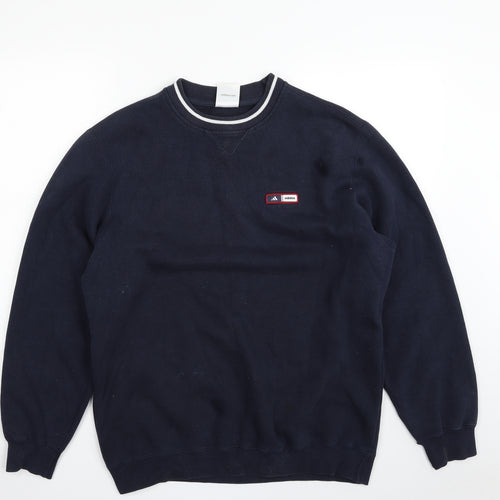adidas Mens Blue  Cotton Pullover Sweatshirt Size M
