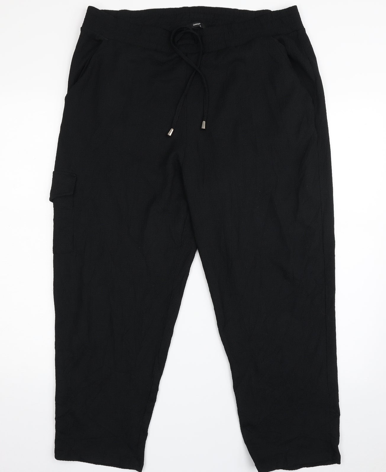 George Womens Black  Polyester Cargo Trousers Size 18 L24 in Regular