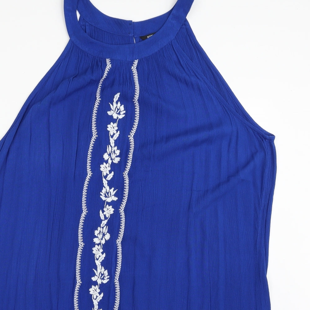 Debenhams Womens Blue Floral Viscose Trapeze & Swing  Size 20  Henley Pullover