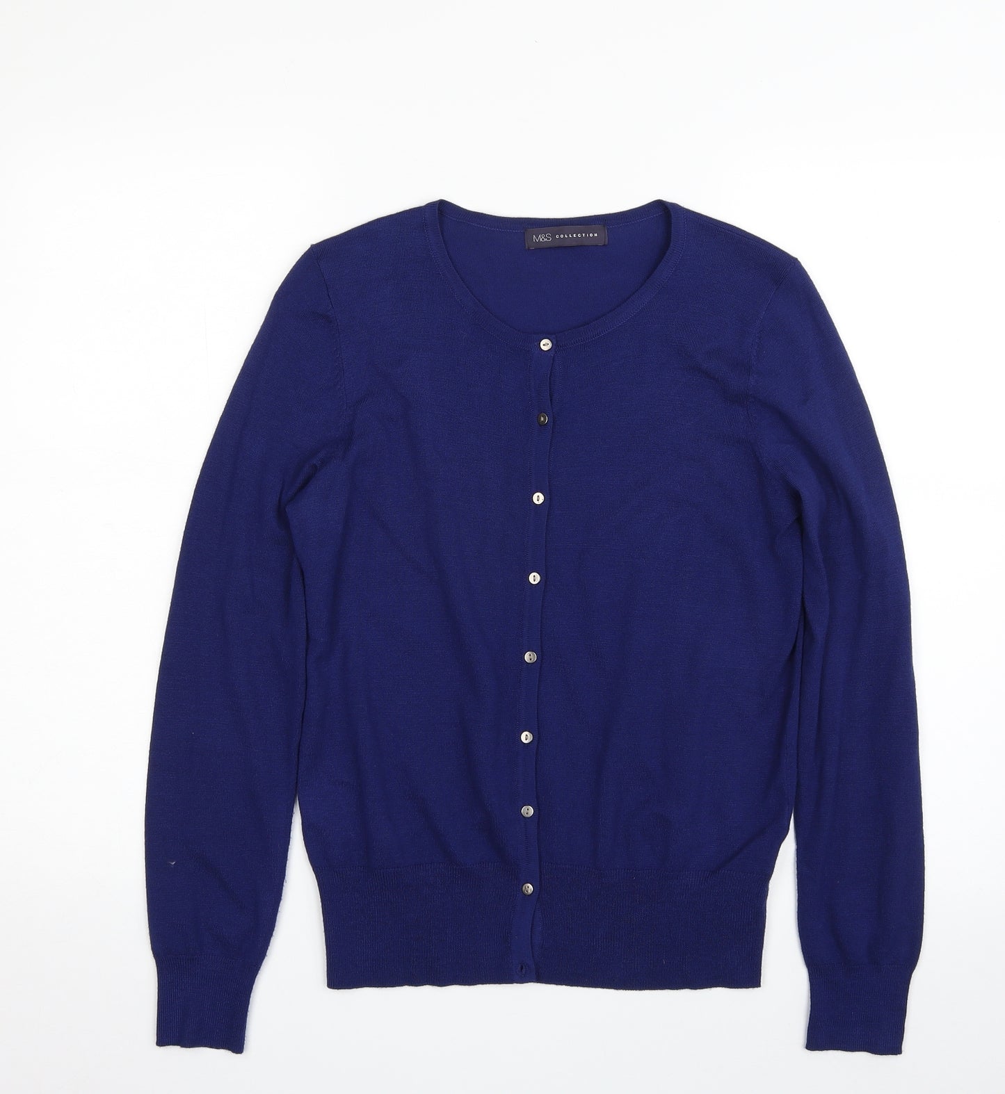 Marks and Spencer Womens Blue Scoop Neck  Viscose Cardigan Jumper Size 12