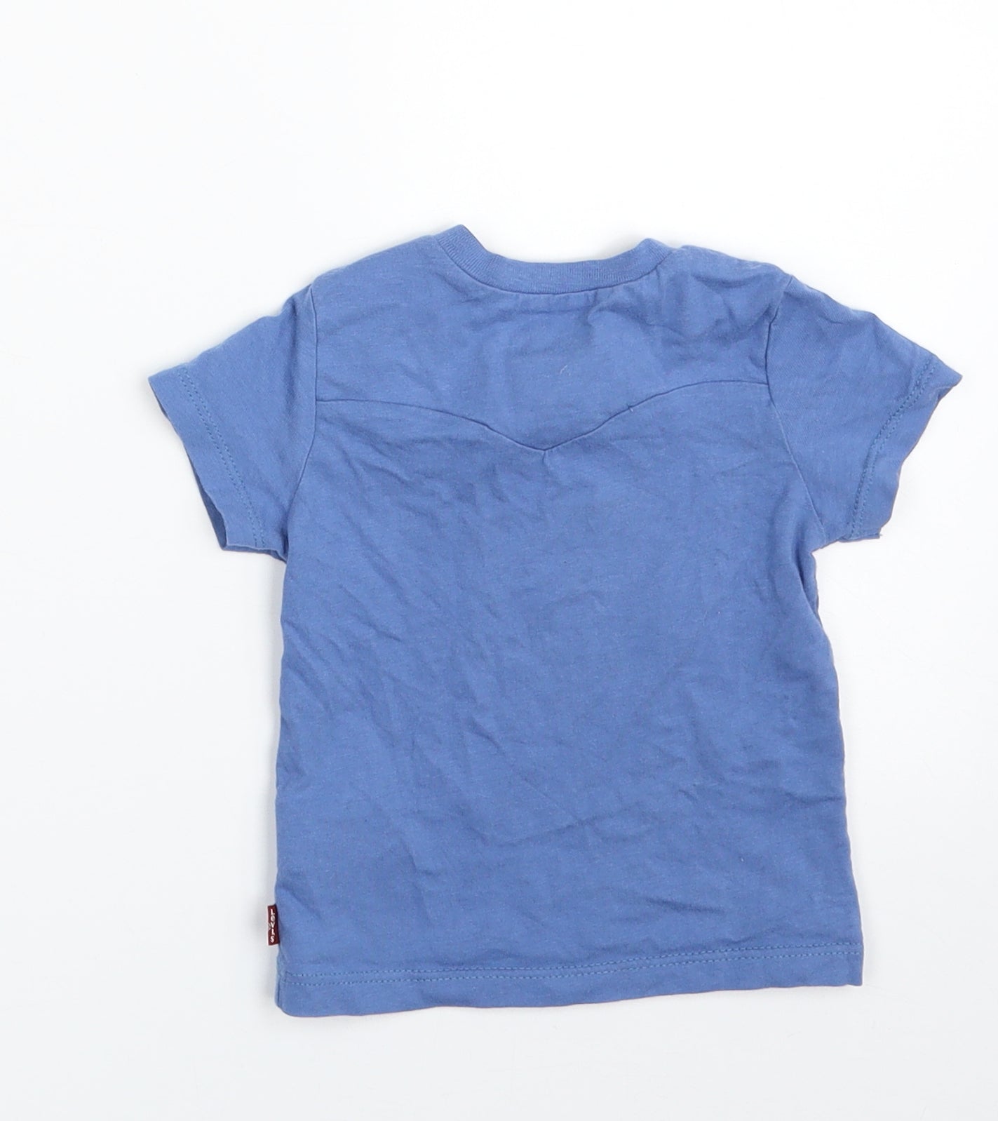 Levi's Boys Blue  100% Cotton Pullover T-Shirt Size 6-9 Months Crew Neck Button - Size 9Months