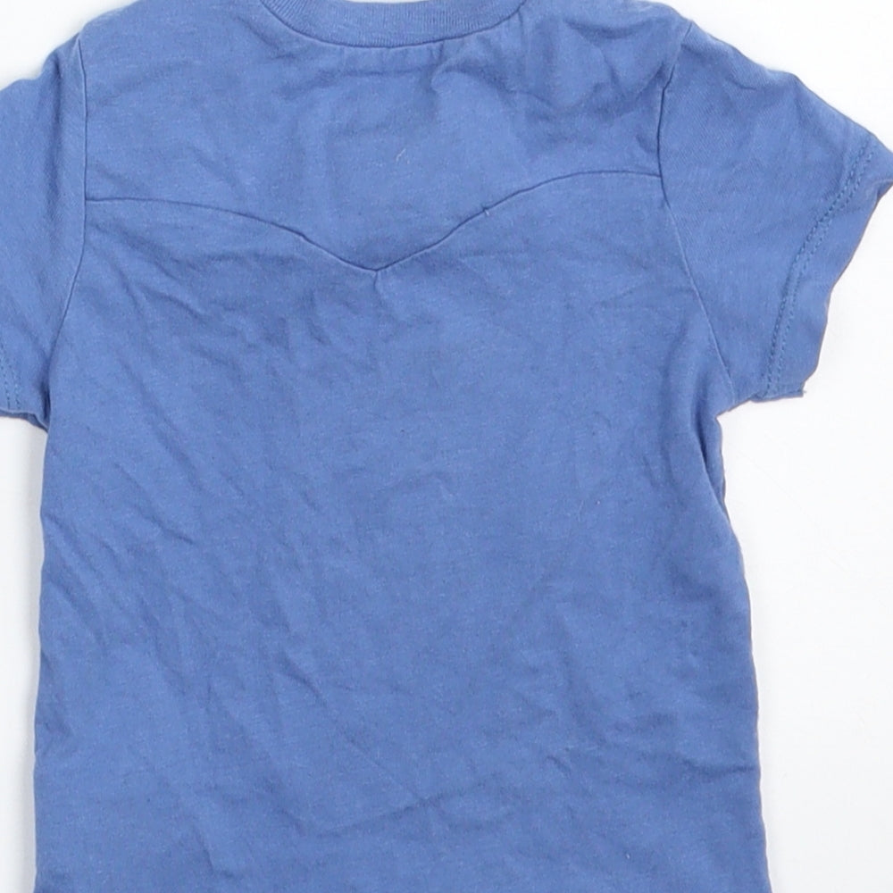 Levi's Boys Blue  100% Cotton Pullover T-Shirt Size 6-9 Months Crew Neck Button - Size 9Months