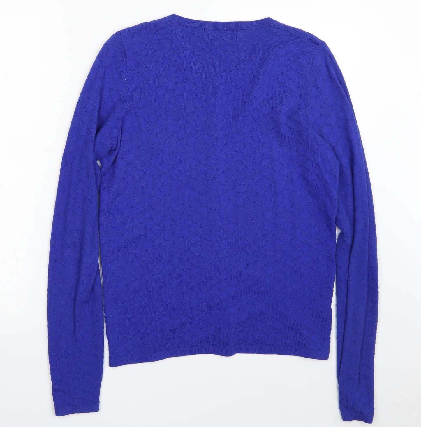 NEXT Womens Blue Scoop Neck Argyle/Diamond Cotton Cardigan Jumper Size 10
