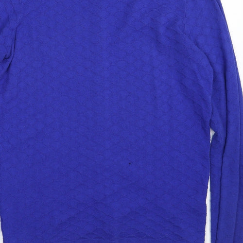 NEXT Womens Blue Scoop Neck Argyle/Diamond Cotton Cardigan Jumper Size 10