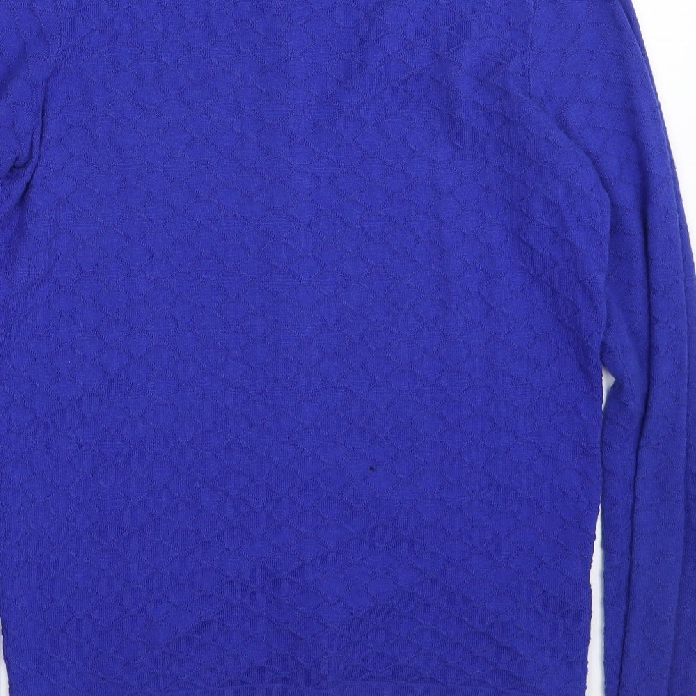 NEXT Womens Blue Scoop Neck Argyle/Diamond Cotton Cardigan Jumper Size 10