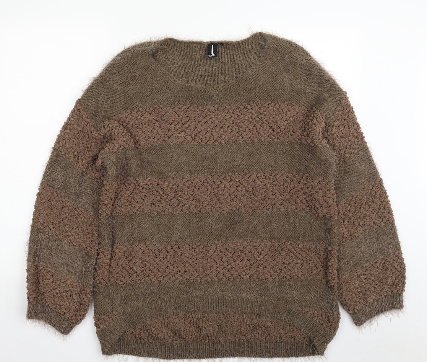 Izabel London Womens Brown Scoop Neck  Acrylic Pullover Jumper Size 16