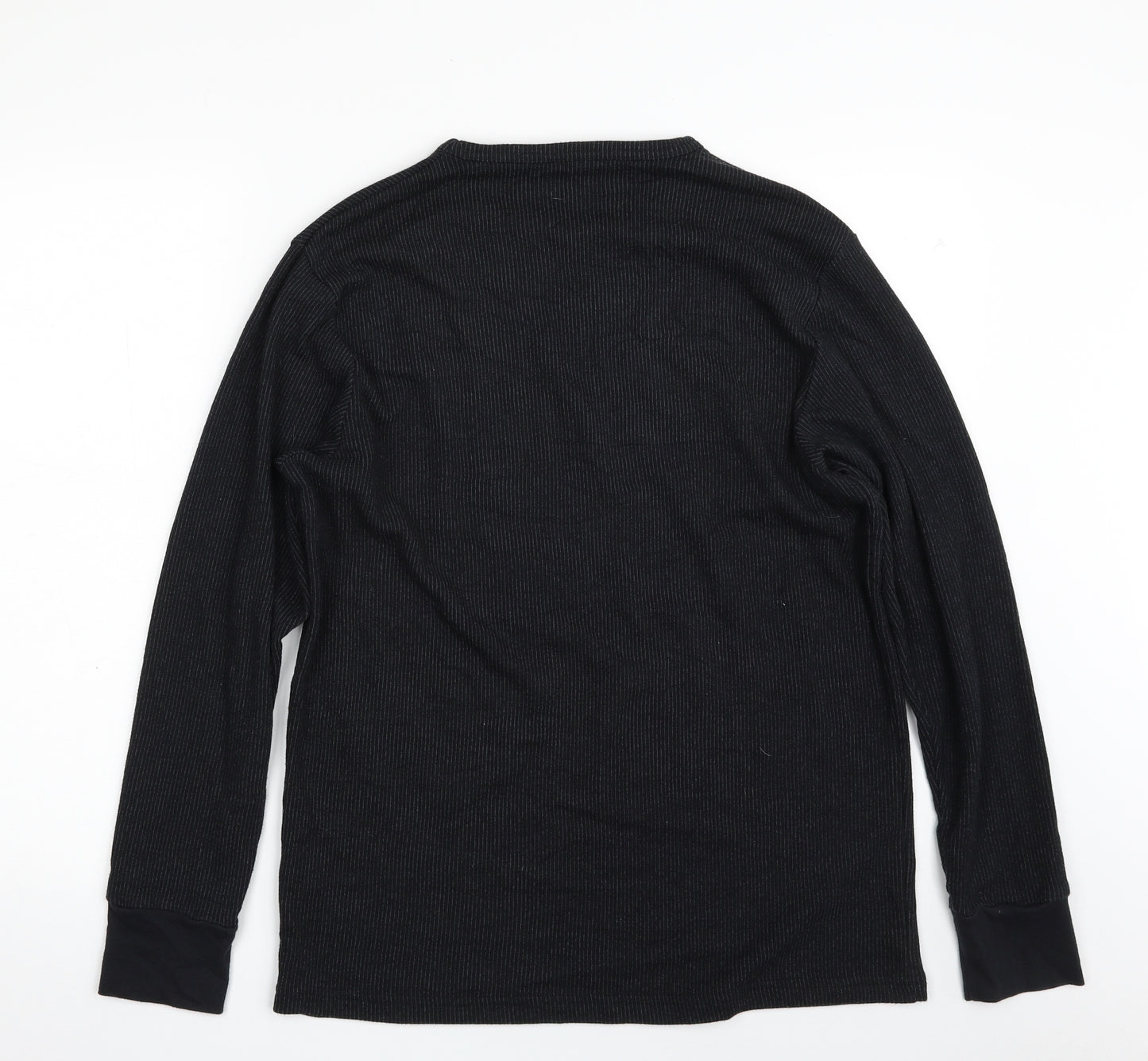 F&F Mens Black Striped Cotton Pullover Sweatshirt Size XL