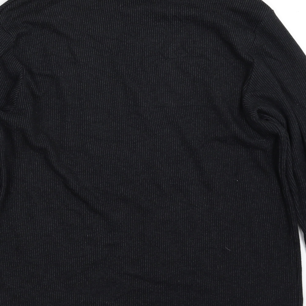 F&F Mens Black Striped Cotton Pullover Sweatshirt Size XL