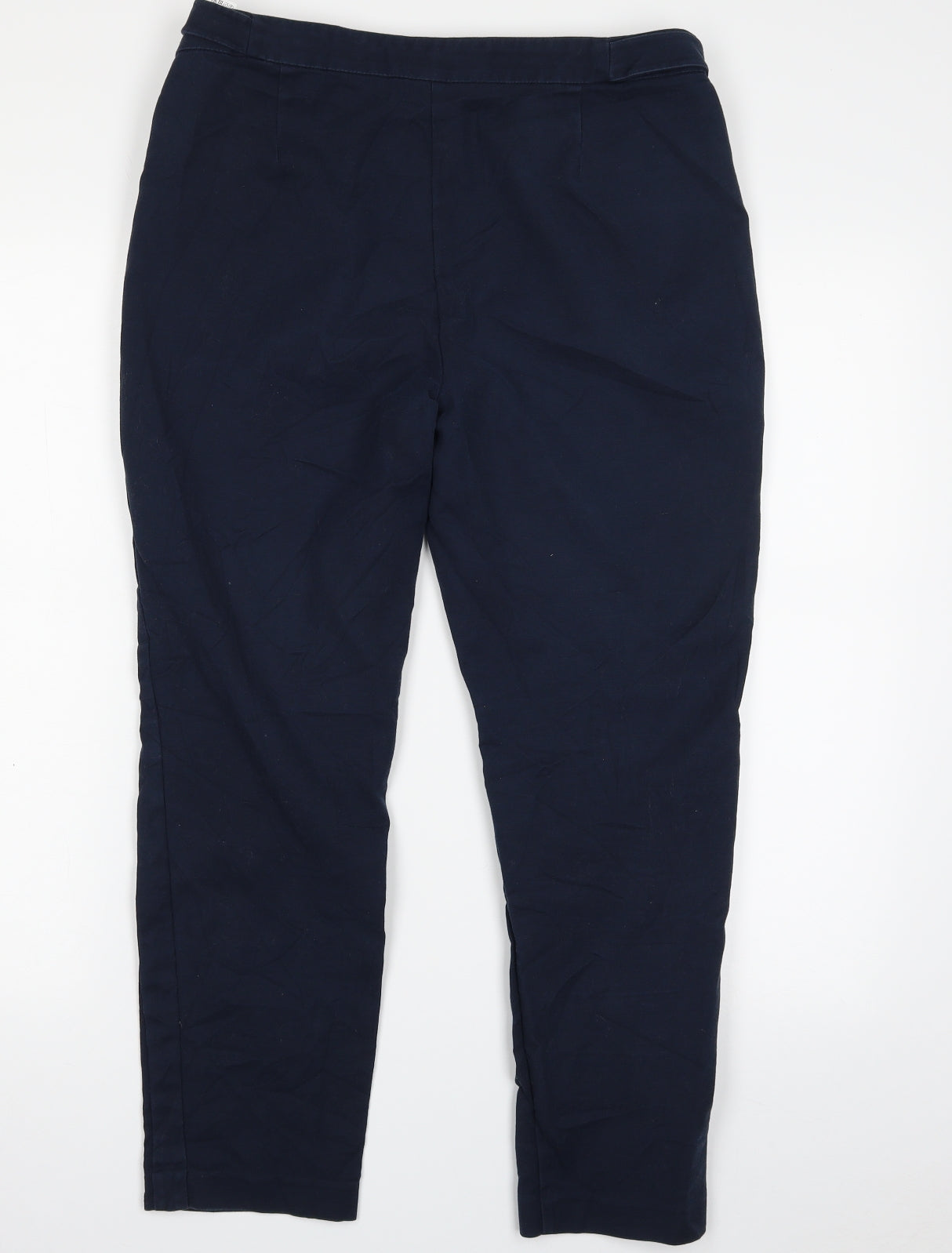 Zara Womens Blue  Cotton Trousers  Size 14 L24 in Regular Zip
