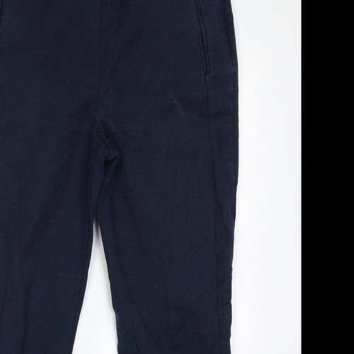 Zara Womens Blue  Cotton Trousers  Size 14 L24 in Regular Zip